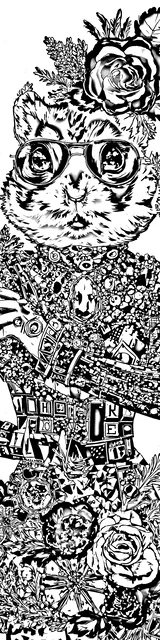 Free colorable bookmarks of a high fashion hamster